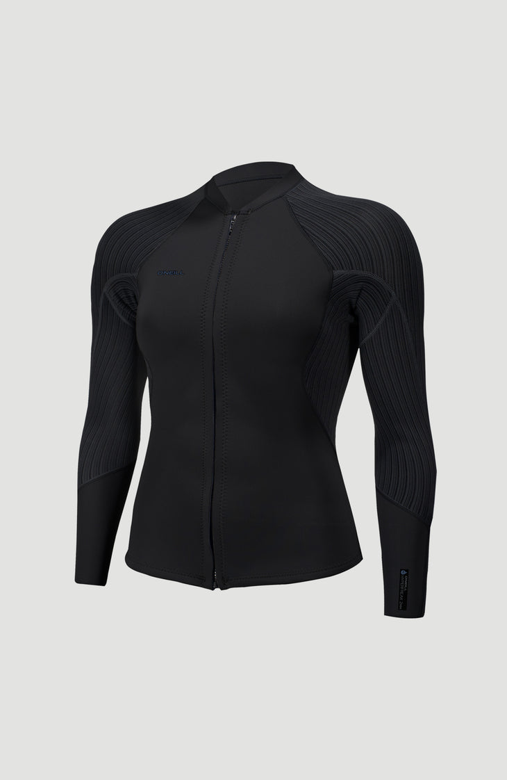 Hyperfreak 2/1.5mm Front Zip Wetsuit Jacket | BLACK/BLACK