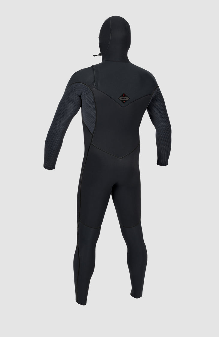 Hyperfreak Fire 5/4+ Chest Zip Wetsuit with Hood | BLACK/BLACK