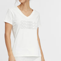 Triple Stack V-Neck T-Shirt | Powder White