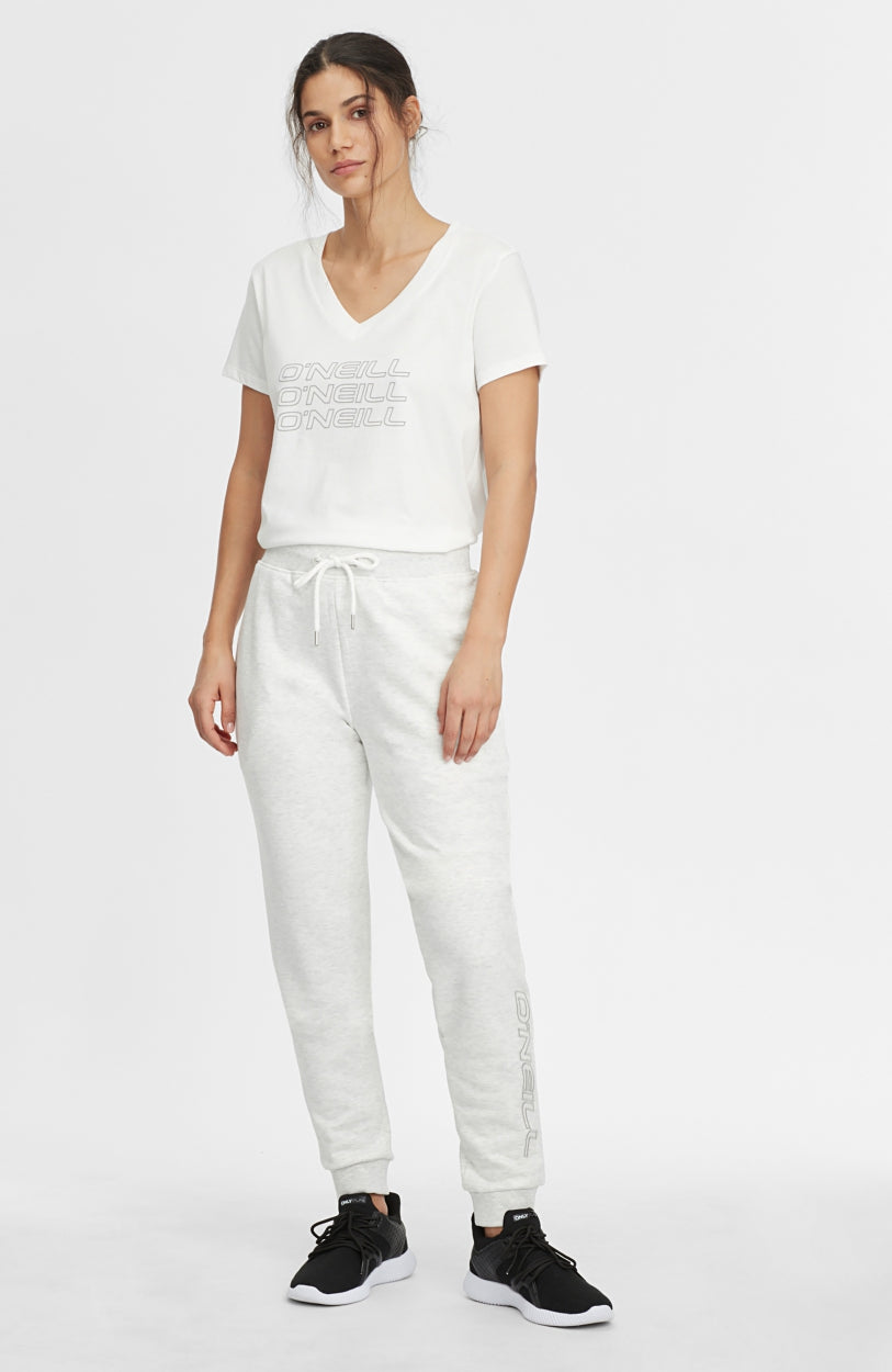 Triple Stack V-Neck T-Shirt | Powder White