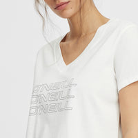 Triple Stack V-Neck T-Shirt | Powder White