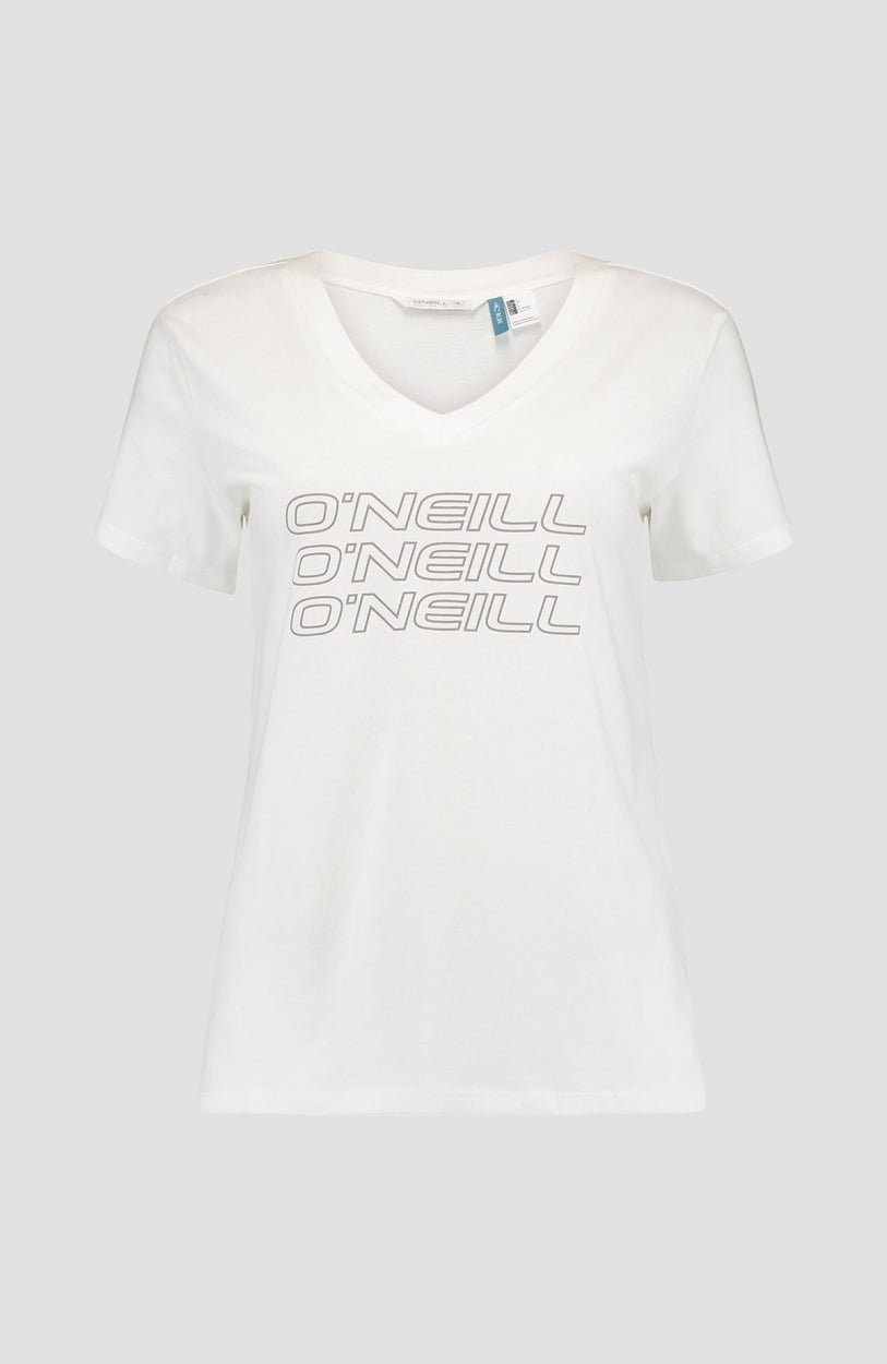 Triple Stack V-Neck T-Shirt | Powder White