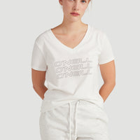 Triple Stack V-Neck T-Shirt | Powder White