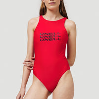 Logo High Neck Swimsuit | Paprika