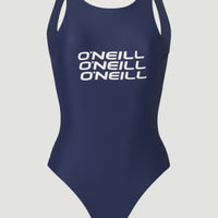 Logo High Neck Swimsuit | Blueberry