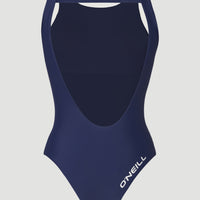 Logo High Neck Swimsuit | Blueberry