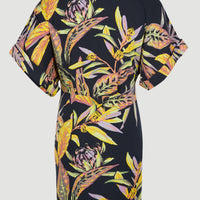 Oliana Wrap Dress | Black Tropical Flower