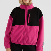 Progressive Sherpa Fleece Jacket | Fuchsia Red Colour Block