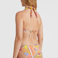 Sao Mix Mould Halter Bikini Top | Yellow Scarf Print