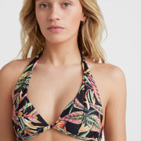 Sao Mix Mould Halter Bikini Top | Black Tropical Flower