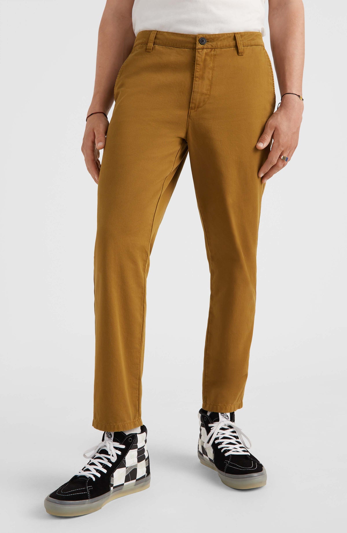 Linen Club Studio Men's Linen Yellow Solid Mid-Rise Slim Fit Trouser