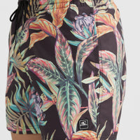 Cali Print 15'' Swim Shorts | Black Tropical Flower