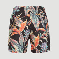 Cali Print 15'' Swim Shorts | Black Tropical Flower