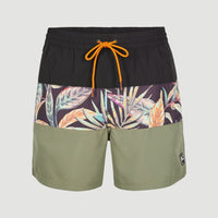 Cali Block 15'' Swim Shorts | Black Tropical Flower