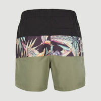 Cali Block 15'' Swim Shorts | Black Tropical Flower