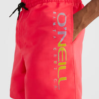 Cali Melted Print 16'' Swim Shorts | Diva Pink