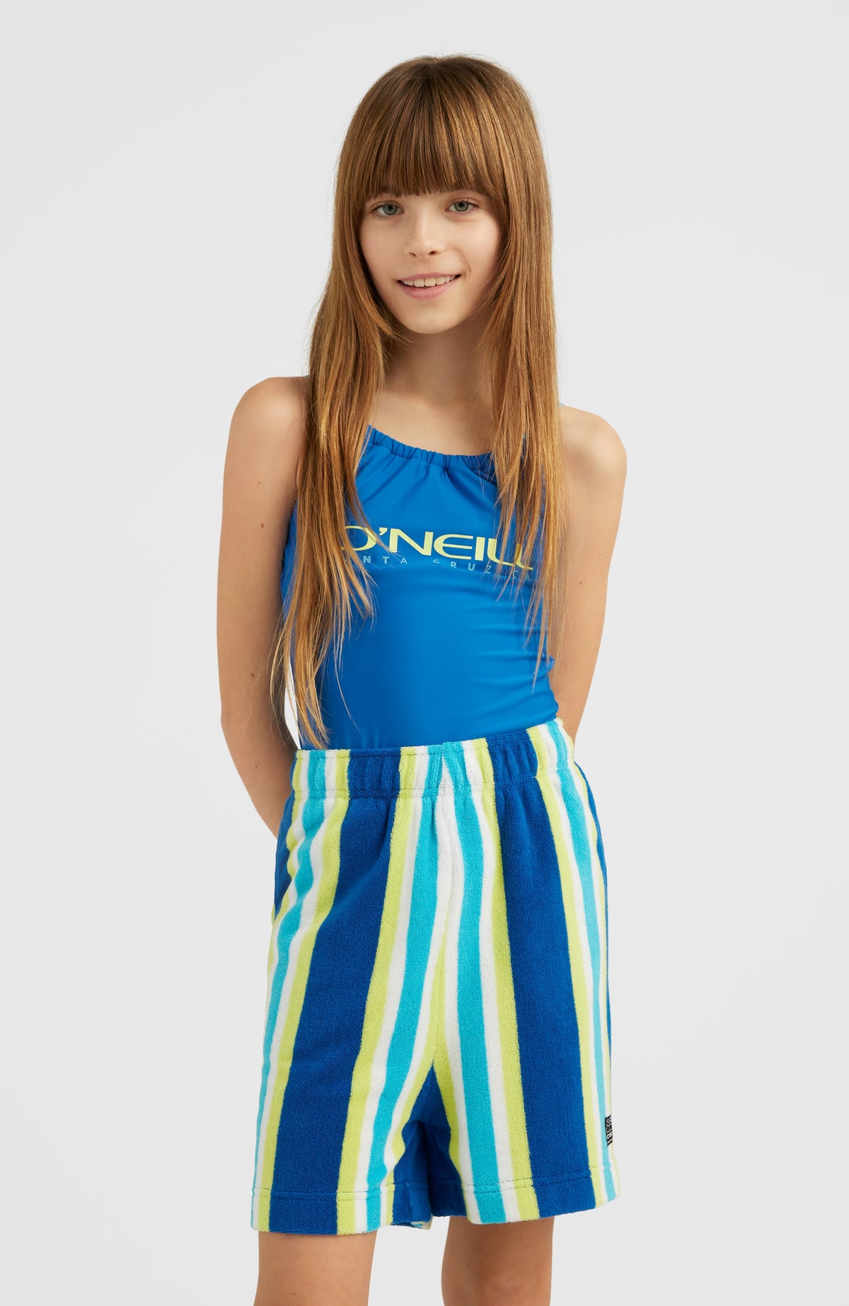 O'Neill Cruz Stripe Long-Sleeve Crop Top Swim Set - Girls' - Kids