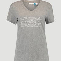 Triple Stack V-Neck T-Shirt | Silver Melee -A